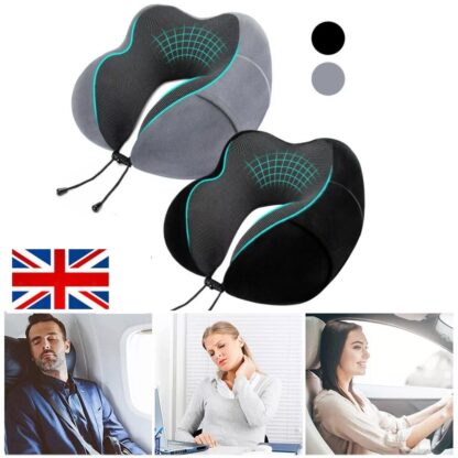 Memory Foam Travel Pillow Neck Support Cushion Without Carry Bag Ear Plugs Mask - Image 6