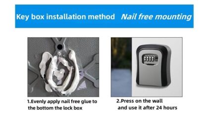 Wall Mounted Key Safe, 4 Combination Key Safe Outdoor Security Key Lock Box - Image 9