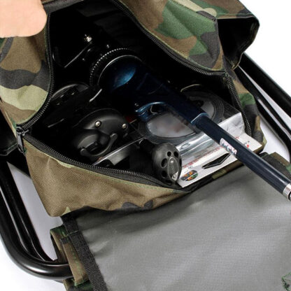 2in1 Oxford Fishing Tackle Backpack Bag,Camping Hiking Foldable Stool Seat Chair - Image 2