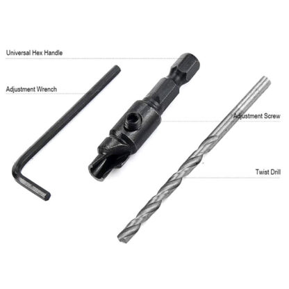 6PCS HSS Countersink Drill Bit Set Hex Shank Woodworking Pilot Screw Holes - Image 3