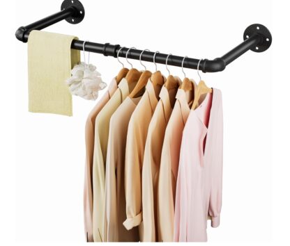 Tienily Industrial Pipe Clothes Rack, Metal Hanging Rails For Clothes, 80cm Clothes Rail Wall Mounted For Bedroom Storage - Image 9