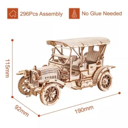 ROKR 3D Wooden Puzzle DIY Model Vintage Car MC801 Building Toys Gifts For Teens - Image 3