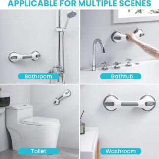 2 X SAFETY SUPPORT HAND RAIL HANDLE BAR GRIP GRAB SUCTION BATH BATHROOM SHOWER