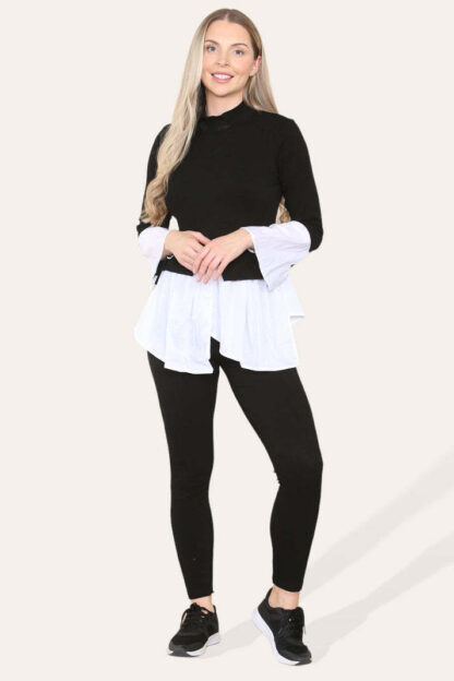Ribbed Lounge Wear Flared Shirt And Leggings Co-Ord Set - Image 3