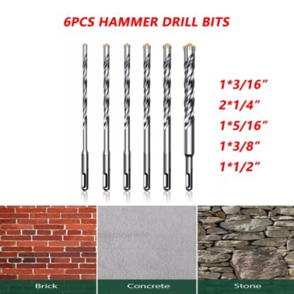 6PCS Hammer Drill Bits SDS  Plus Set Concrete Masonry Granite Fit - Image 10