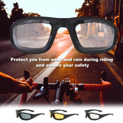 3 Pair Motorcycle Sports Padded Biker Riding Glasses Wind Resistant Sunglasses - Image 8