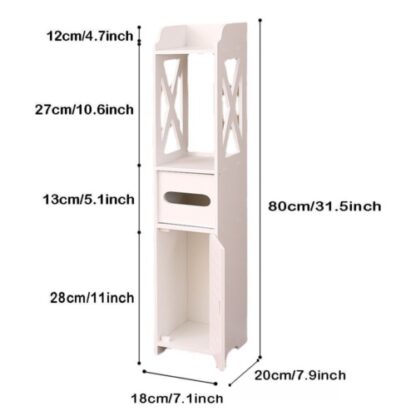 4 Tiers Modern Bathroom Furniture Cabinet Wood Slim Shelf Cupboard Storage Unit. - Image 9