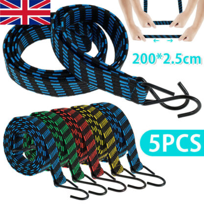 5XHeavy Duty Elastic Luggage Bungee Rope Cords Strap Strong Hook Car&Bike Tie UK - Image 8