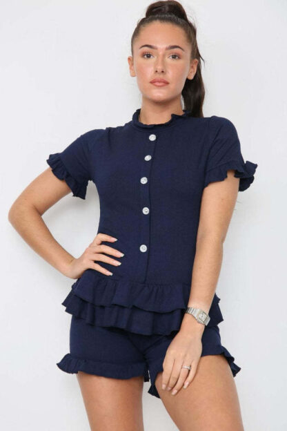 Diamond Frilled Edge Short Co-Ord Set - Image 3