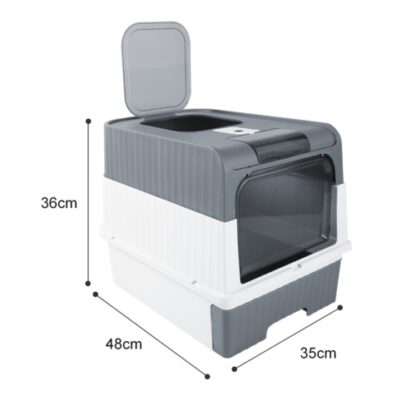 Grey Large Cat Litter Box Cat Pan Drawer Anti-Splashing Cat Potty Tray Cleaning - Image 2
