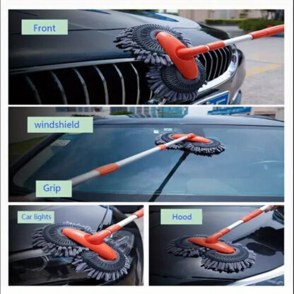 Microfiber Mop Wash Kit Telescopic Car Cleaning Brush With 4 Replacent Header - Image 5