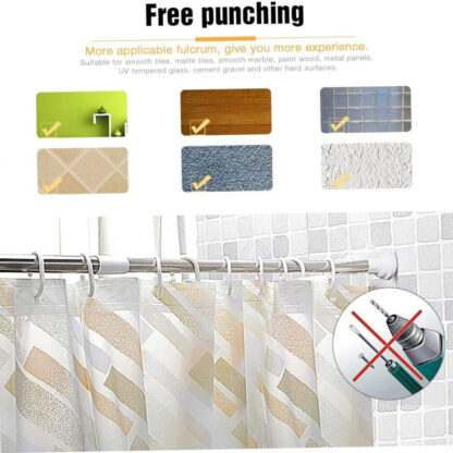 Heavy Duty Extendable Telescopic Shower Curtain Pole Rail Rod Bath Door Window - Image 3