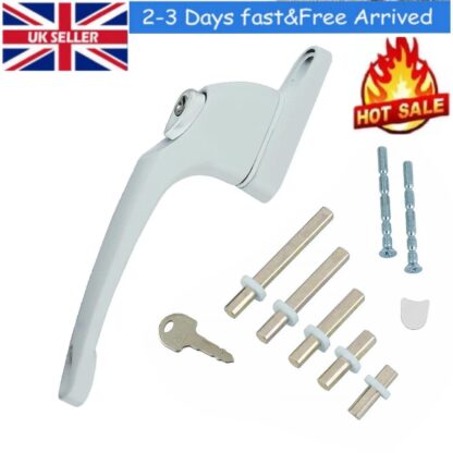 5 Cylinder UPVC Universal Window Handle Straight Lock Espag Double Glazing White - Image 10