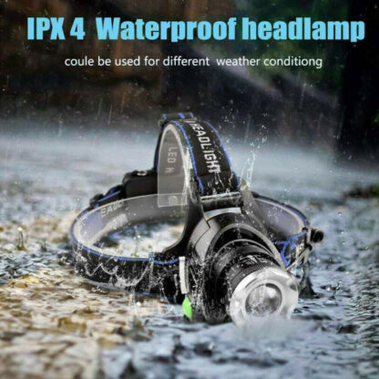 LED Headlamp Rechargeable Head Torch Zoom Headlight Super Bright Flashlight 3 Modes Work Light With 2 Li-ion Batteries 2 Charger - Image 9