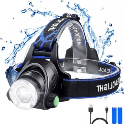 T6 Headlamp Rechargeable 350000LM LED Zoom Headlight Head Torch USB Line UK - Image 2