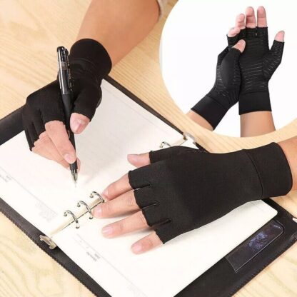 Anti Arthritis Fingerless Copper Compression Gloves Hand Support Pain Relief UK - Image 10
