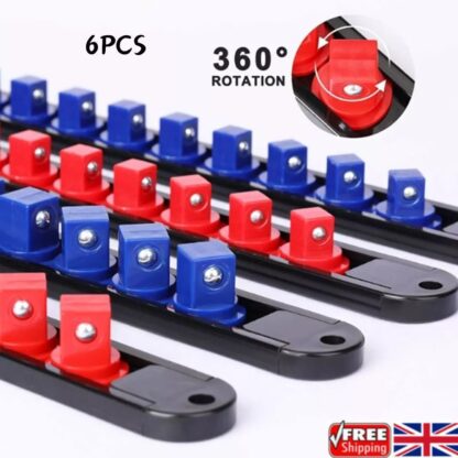 6pc Socket Organizer Mountable Sliding Holder Rail Rack Tool Storage - Image 4