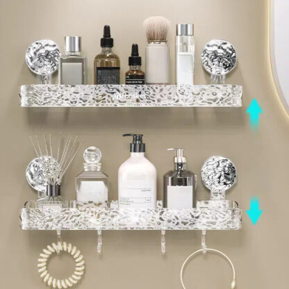 Clear Shower Caddy Suction Cup No-Drilling Removable Bathroom Wall Shelf Basket - Image 3