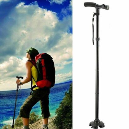Collapsible Safety LED Walking Stick Adjustable Travel Hiking Cane Trekking Pole - Image 8