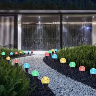 Solar LED Stake Lights Multi Coloured 20 Ball Garden Path Lighting Patio Outdoor