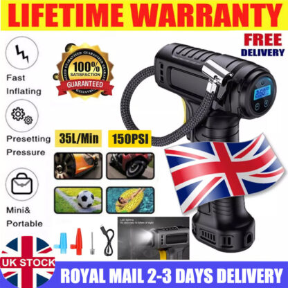Cordless 12V Electric Car Tyre Inflator Pump Portable Tire Air Compressor Pump